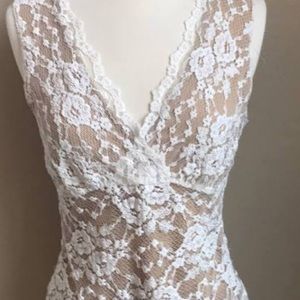 CAbi lace cross over tank top